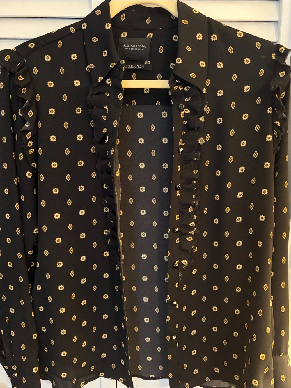 Scotch & Soda Black Blouse with Gold Dot Motif